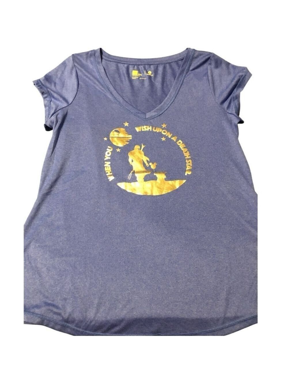 Xersion Blue Gold Star Wars Disney Graphic Short Sleeve Tee M